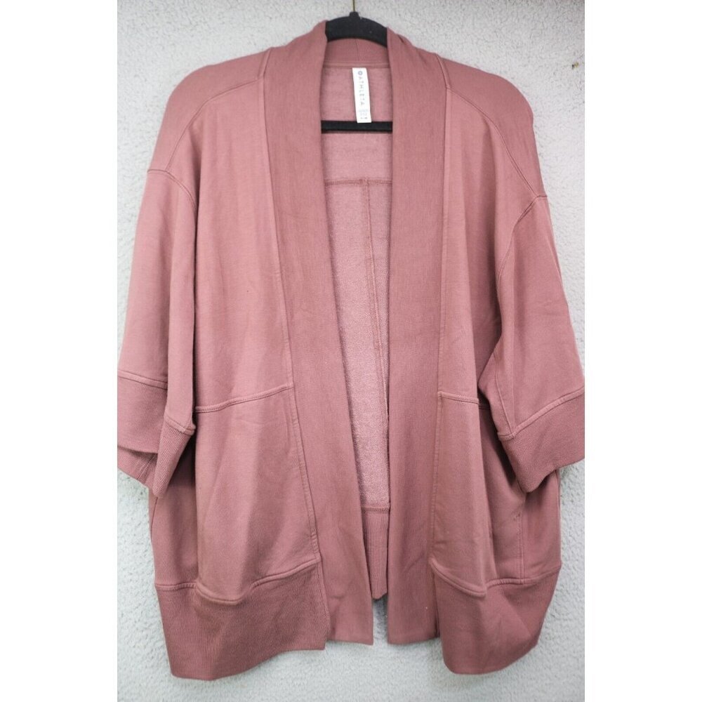 Athleta Short Sleeve Open Front Cardigan-Size S/M-Pockets-Oversized